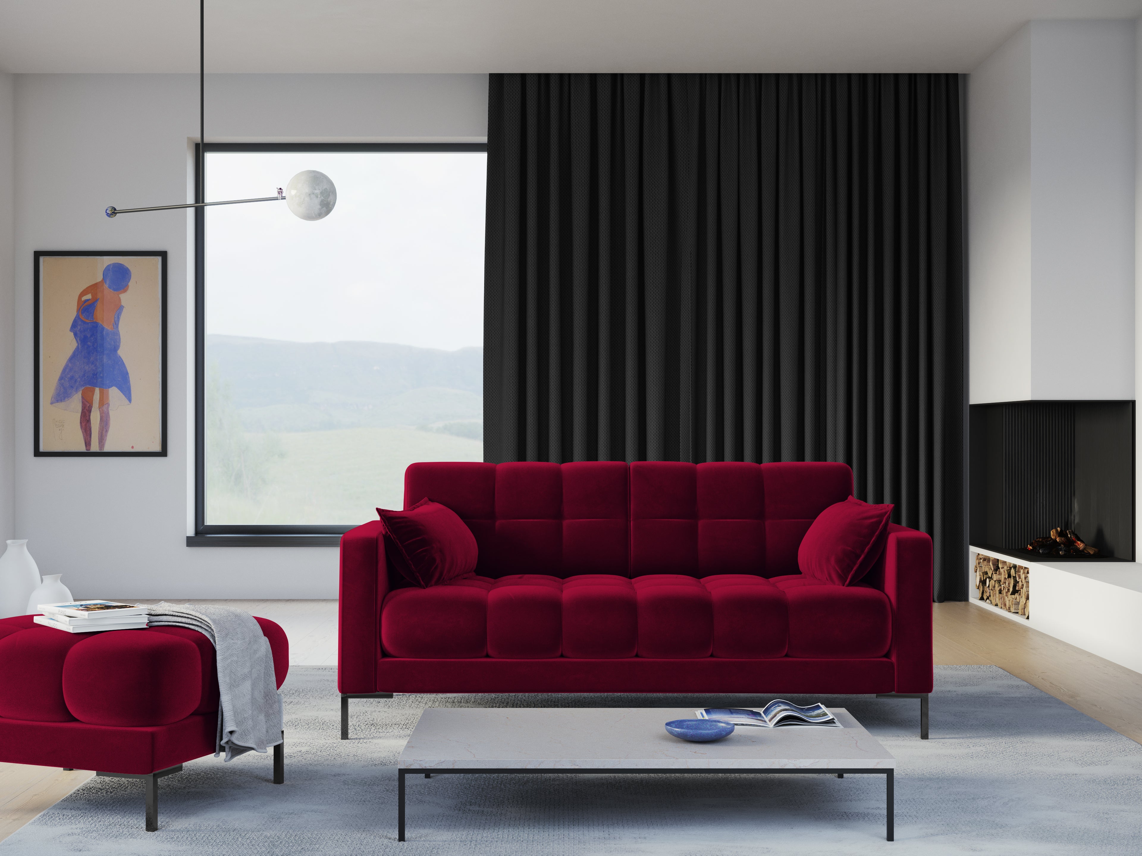 Red sofa for modern interiors