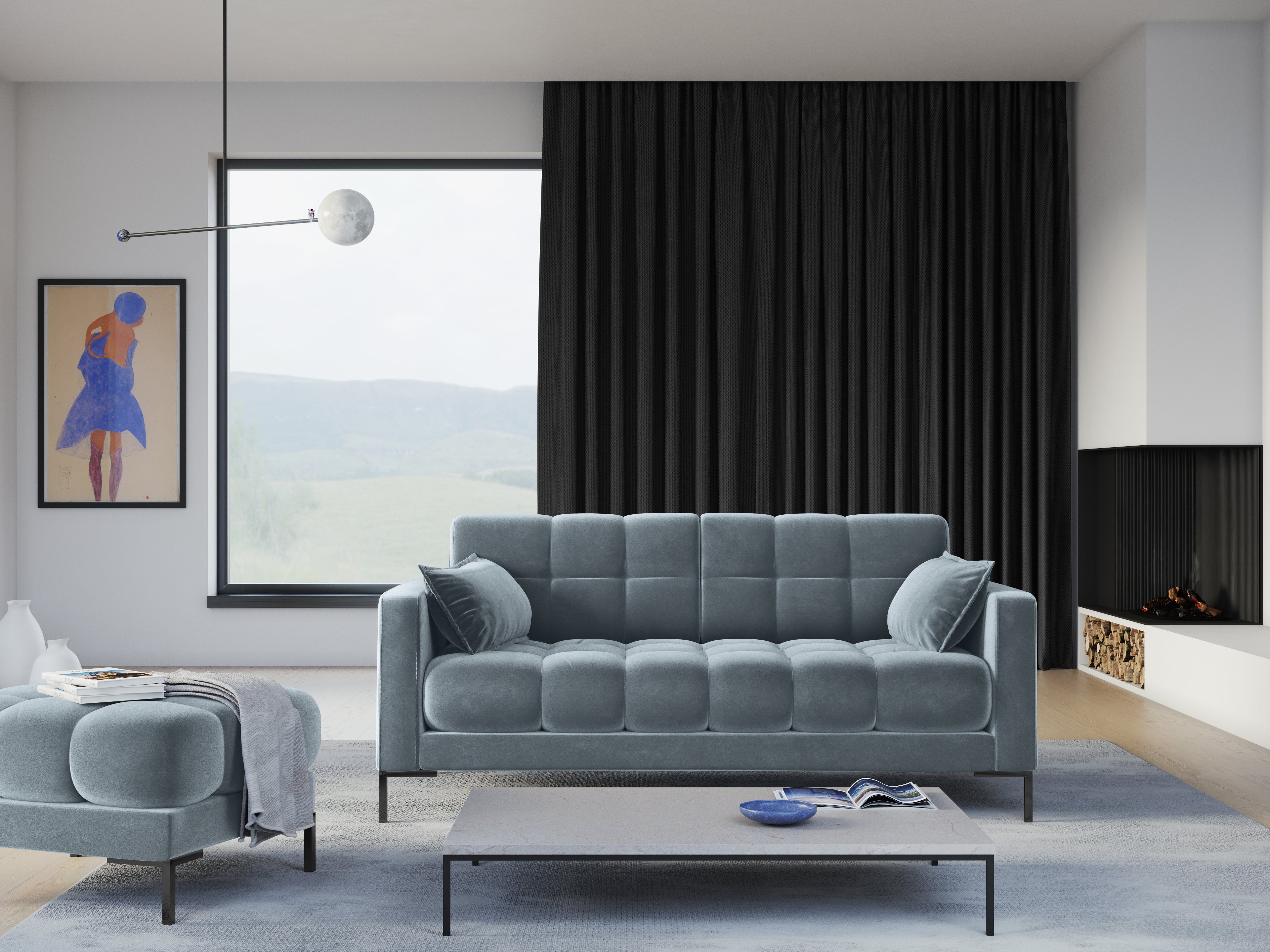Sofa for modern interiors light blue