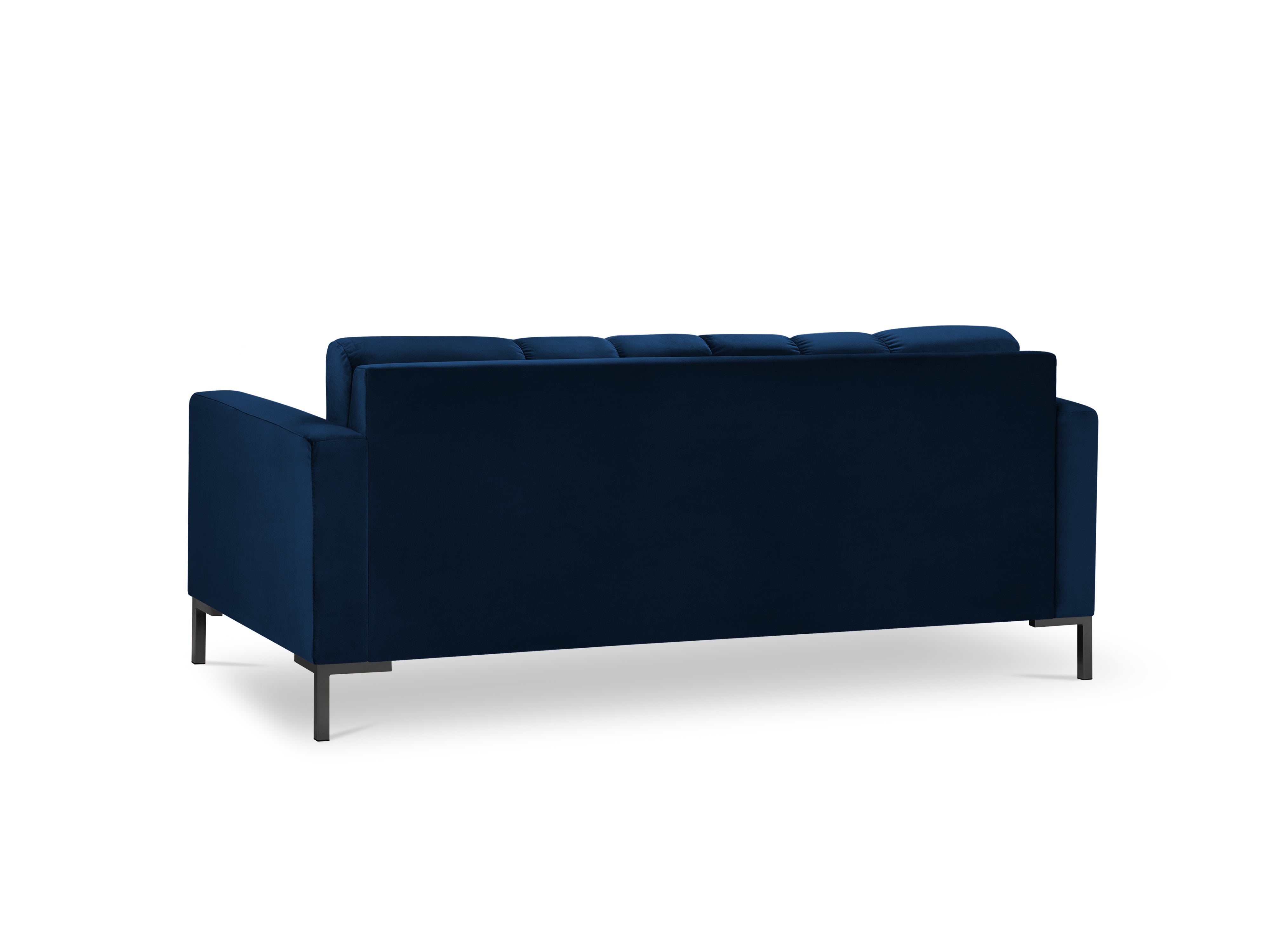 blue sofa with a black base