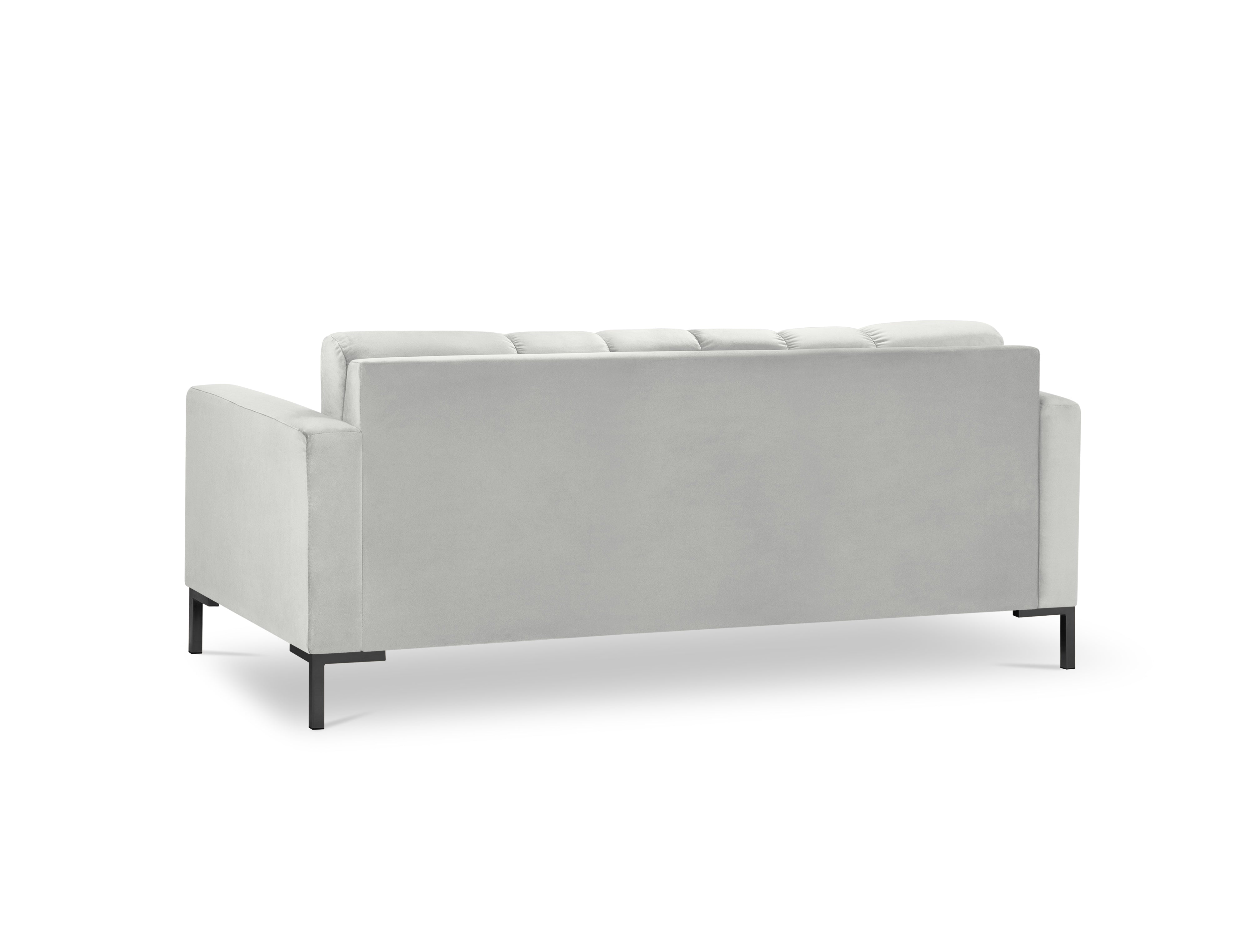 Silver sofa with a black base