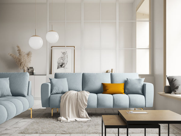Velvet 3-seater sofa MALVIN light blue
