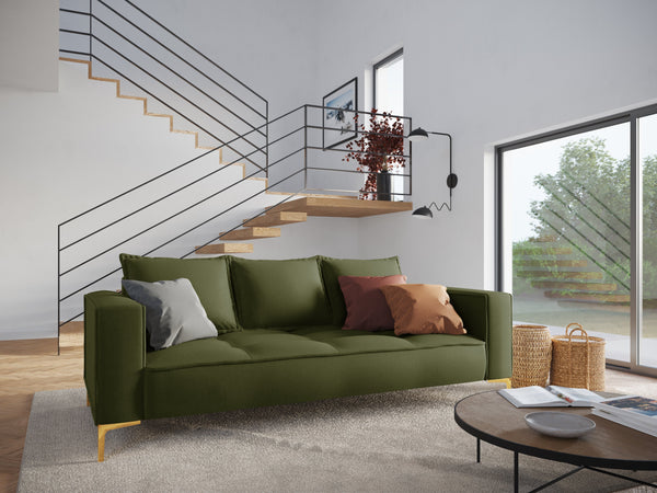 3-seater sofa MARRAM green with gold base