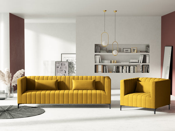 Art Deco velvet sofa yellow