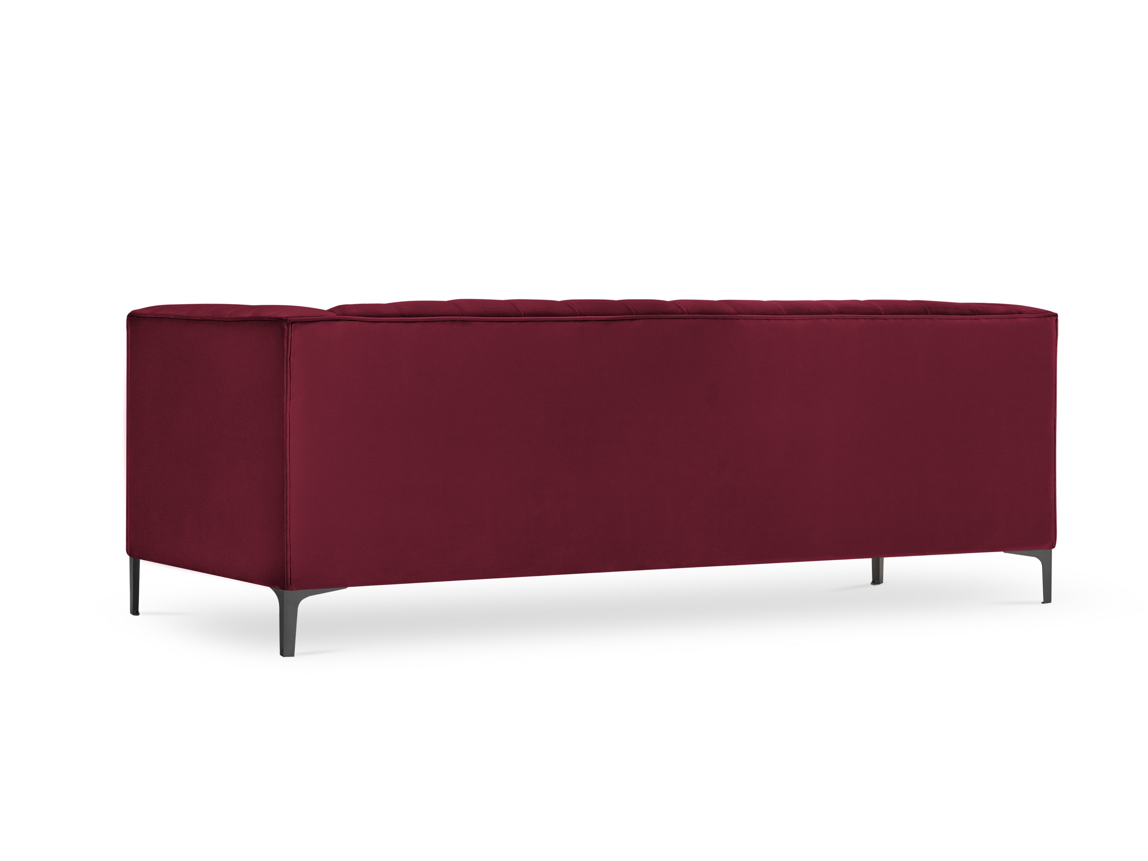 Dark red sofa with a black base