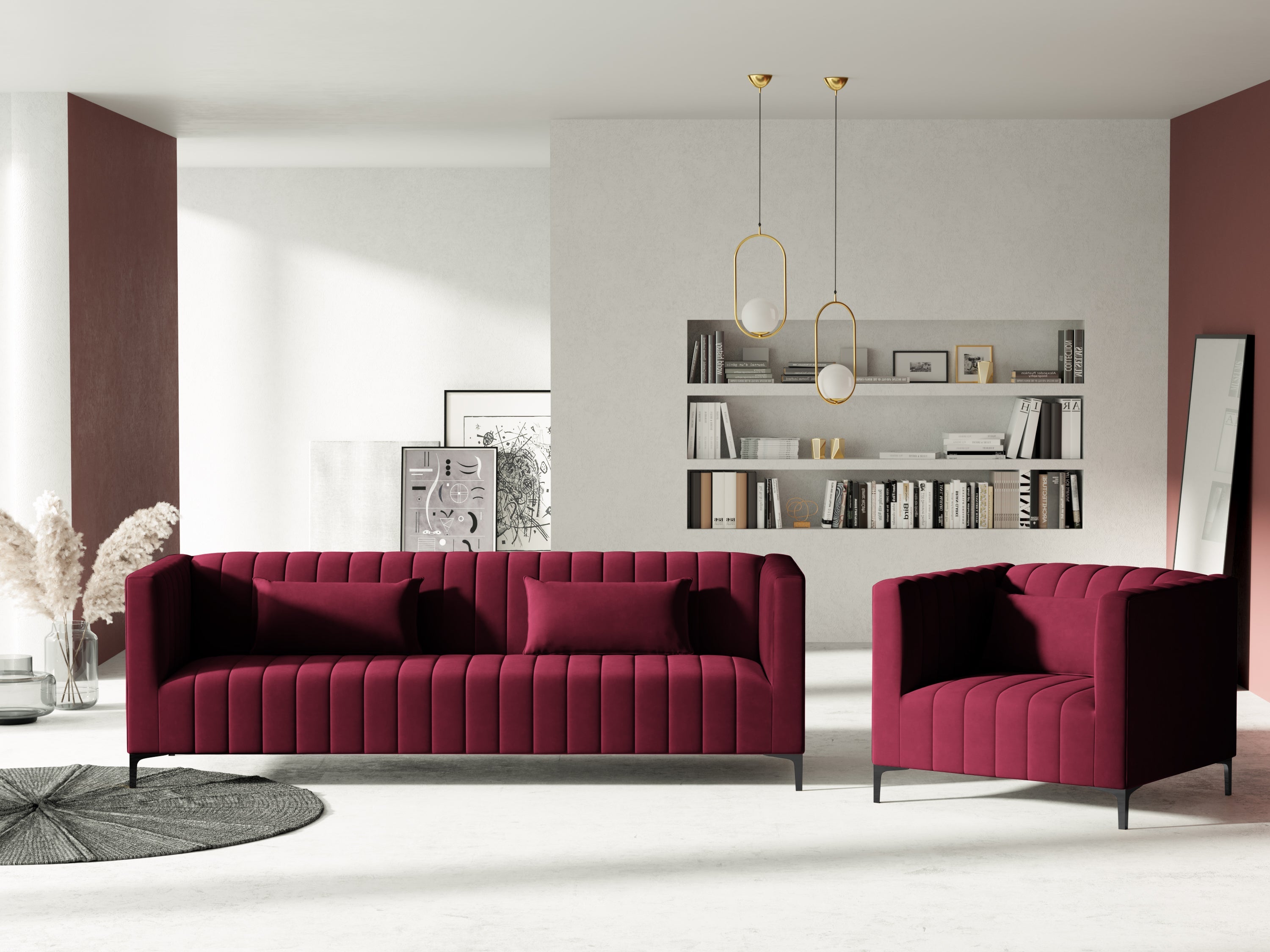dark red glamor sofa
