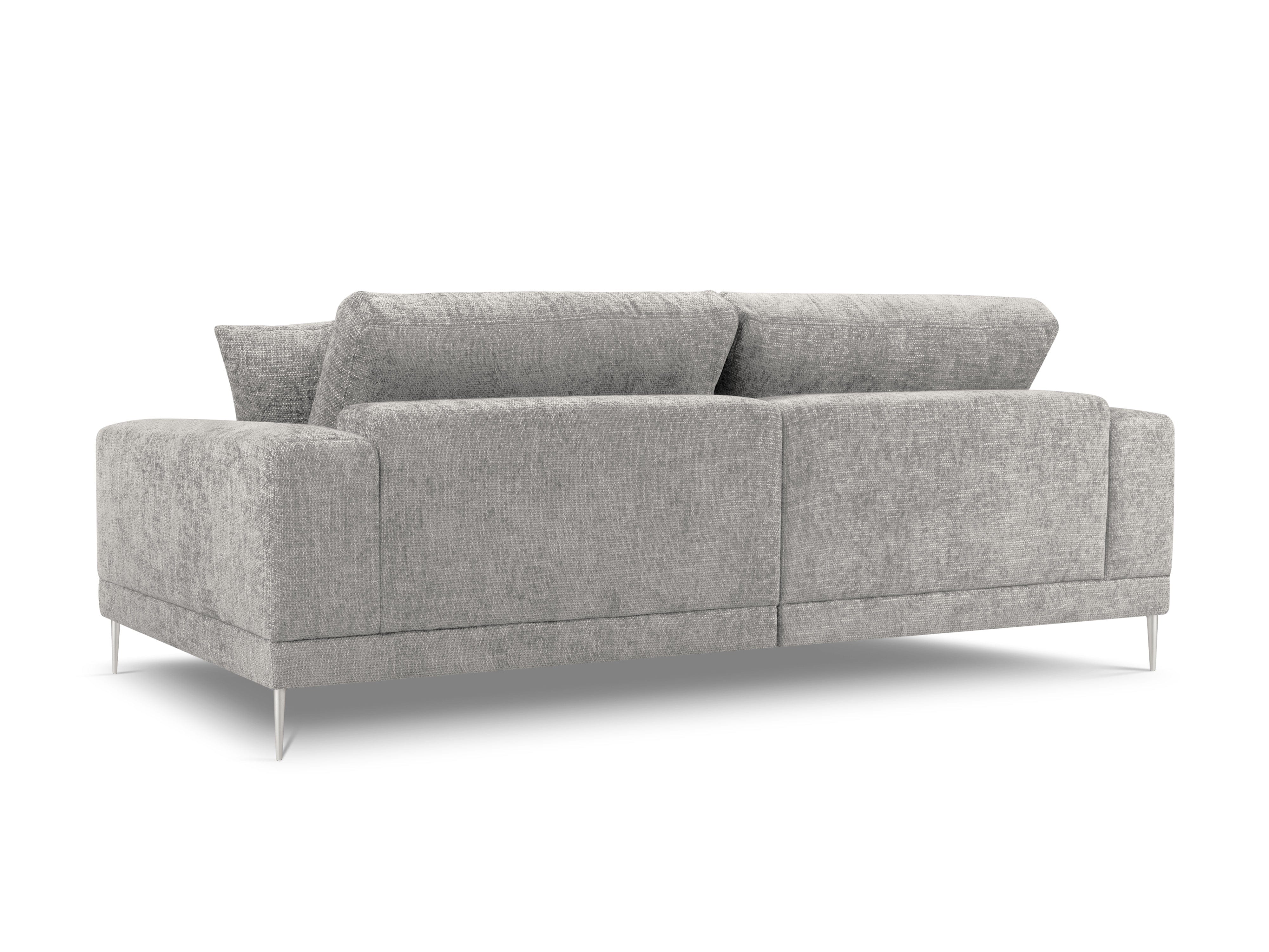 Sofa z tkaniną szenilową 4-osobowa JOG jasnoszary, Micadoni, Eye on Design