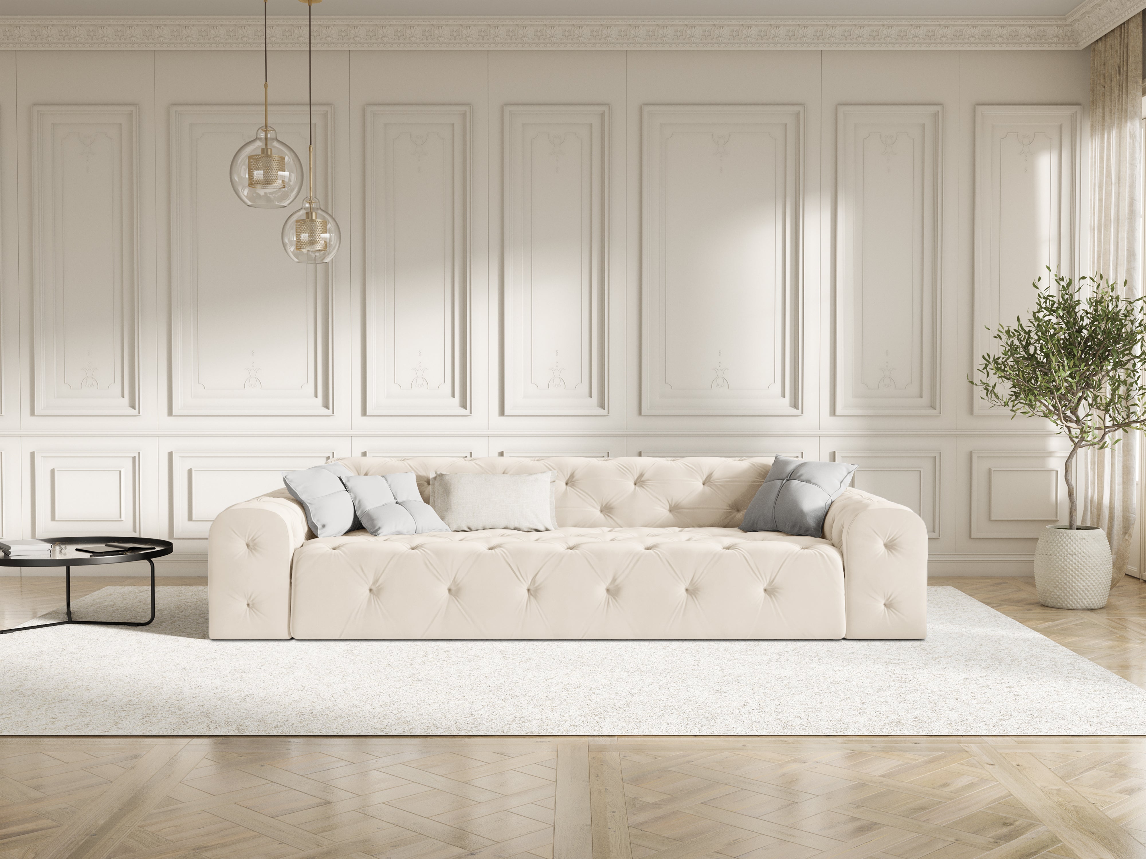 Velvet Sofa, "Candice", 4 Seats, 255x94x80
Made in Europe, Micadoni, Eye on Design