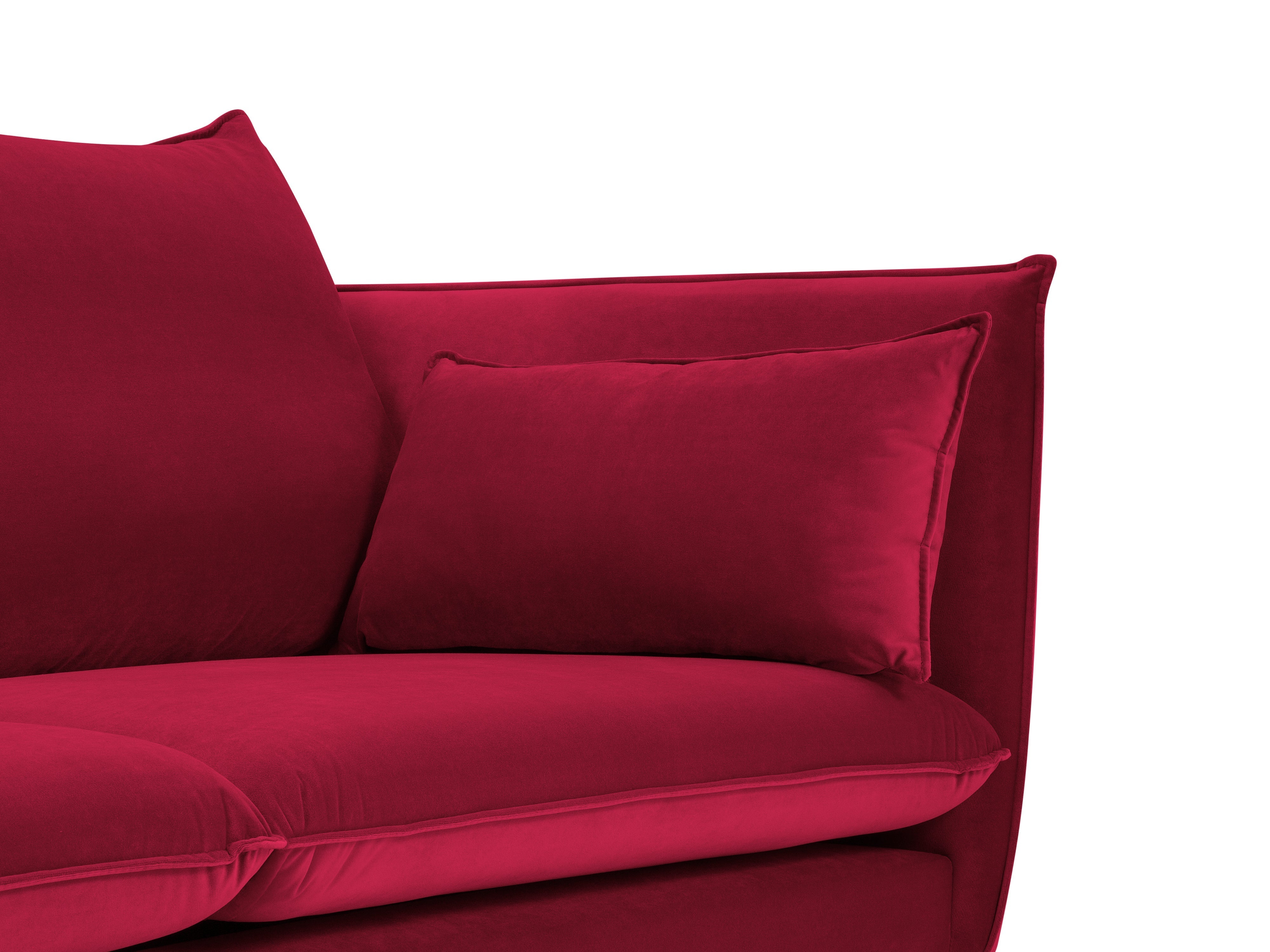 Velvet red 4-person sofa