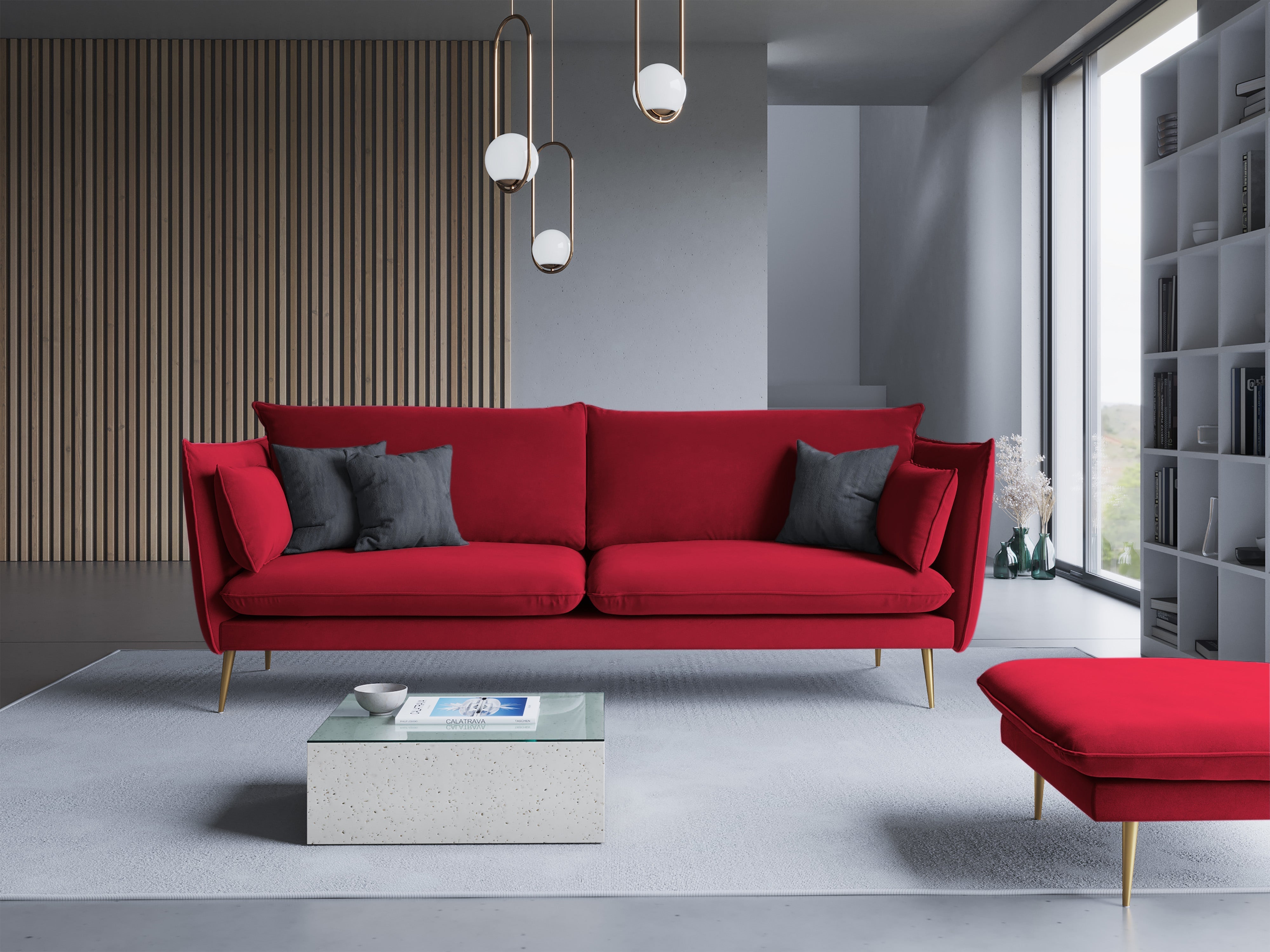red glamor sofa