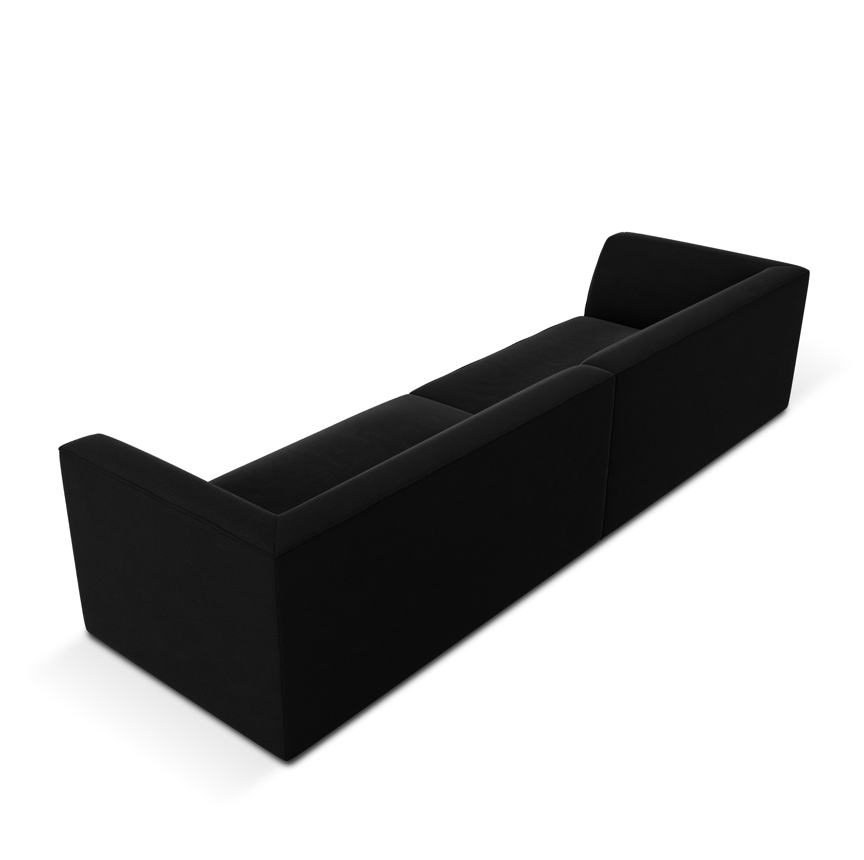 Black velvet sofa with armrests