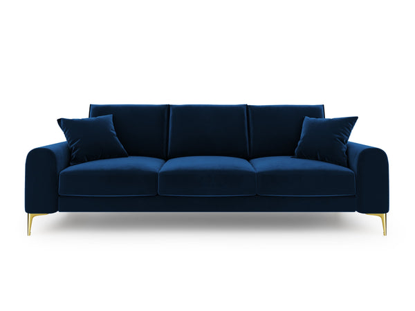 Sofa aksamitna 4-osobowa LARNITE królewski niebieski ze złotą podstawą, Micadoni, Eye on Design