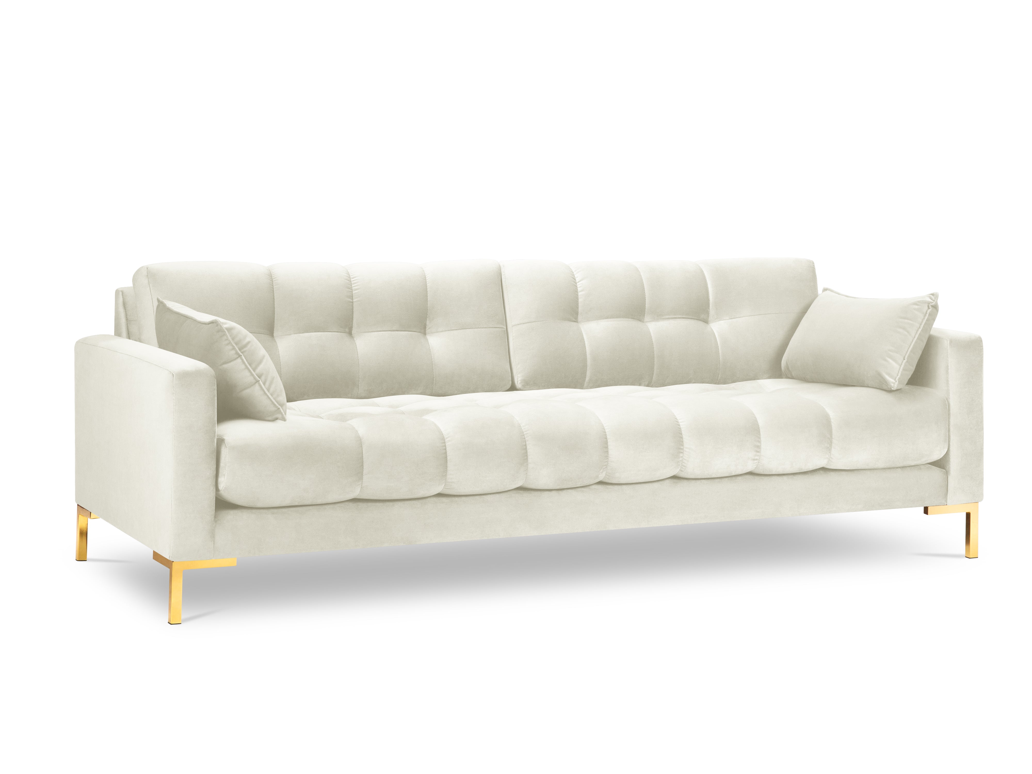 4-person light-beige velvet sofa