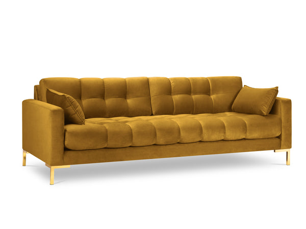 Velvet 4-seater sofa yellow