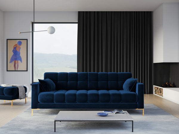 Modern quilted blue sofa