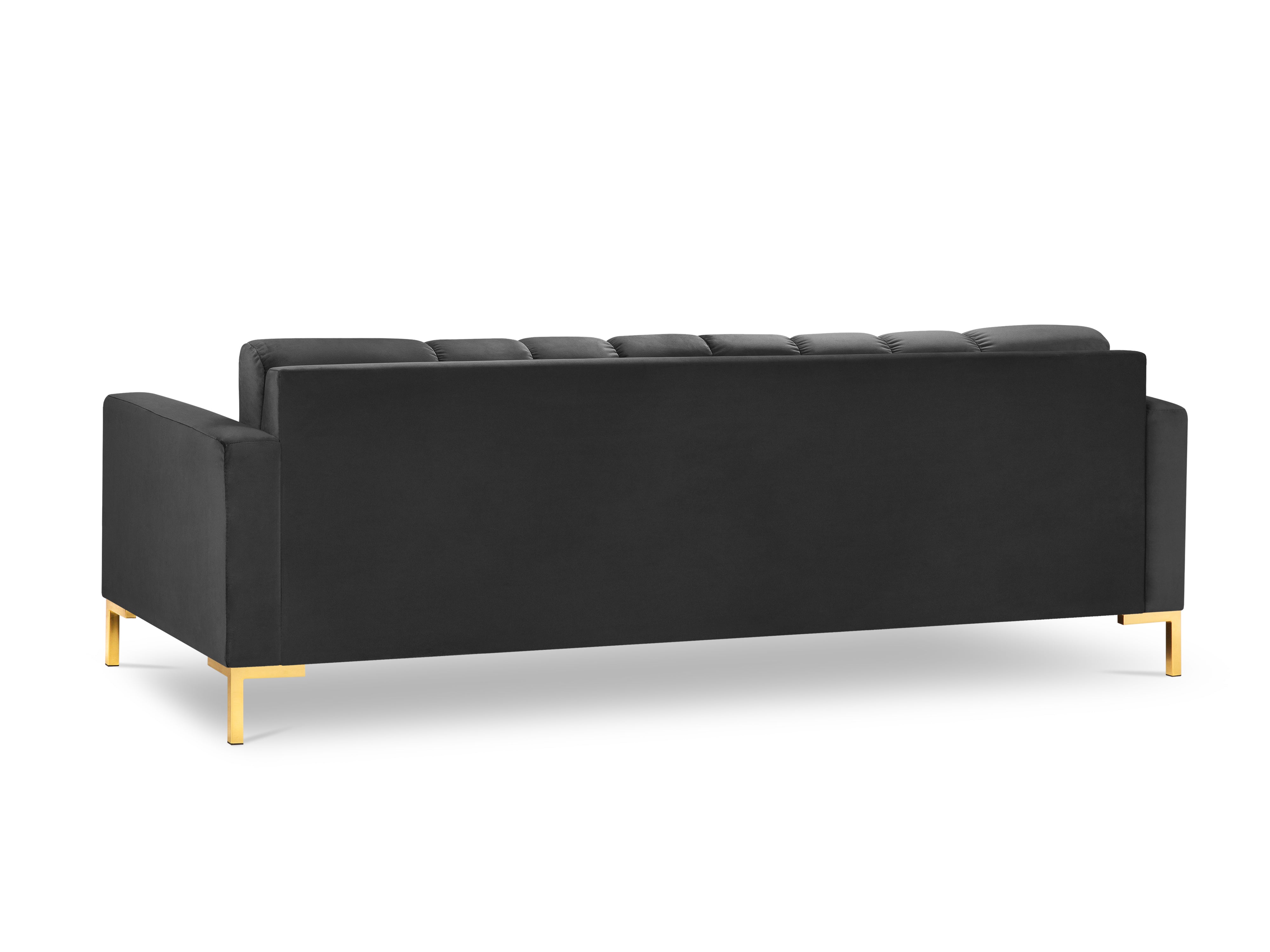 Dark gray sofa with a golden base