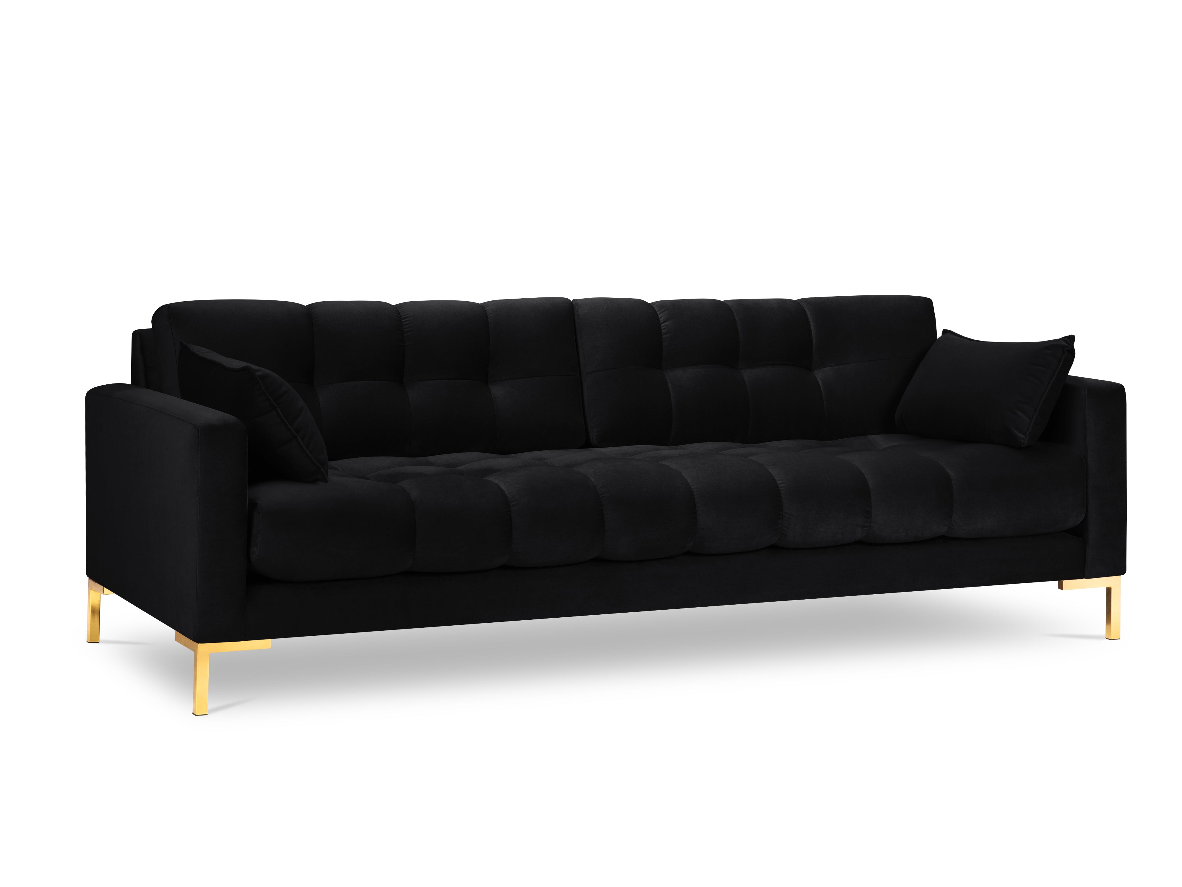 Black 4-seater velvet sofa