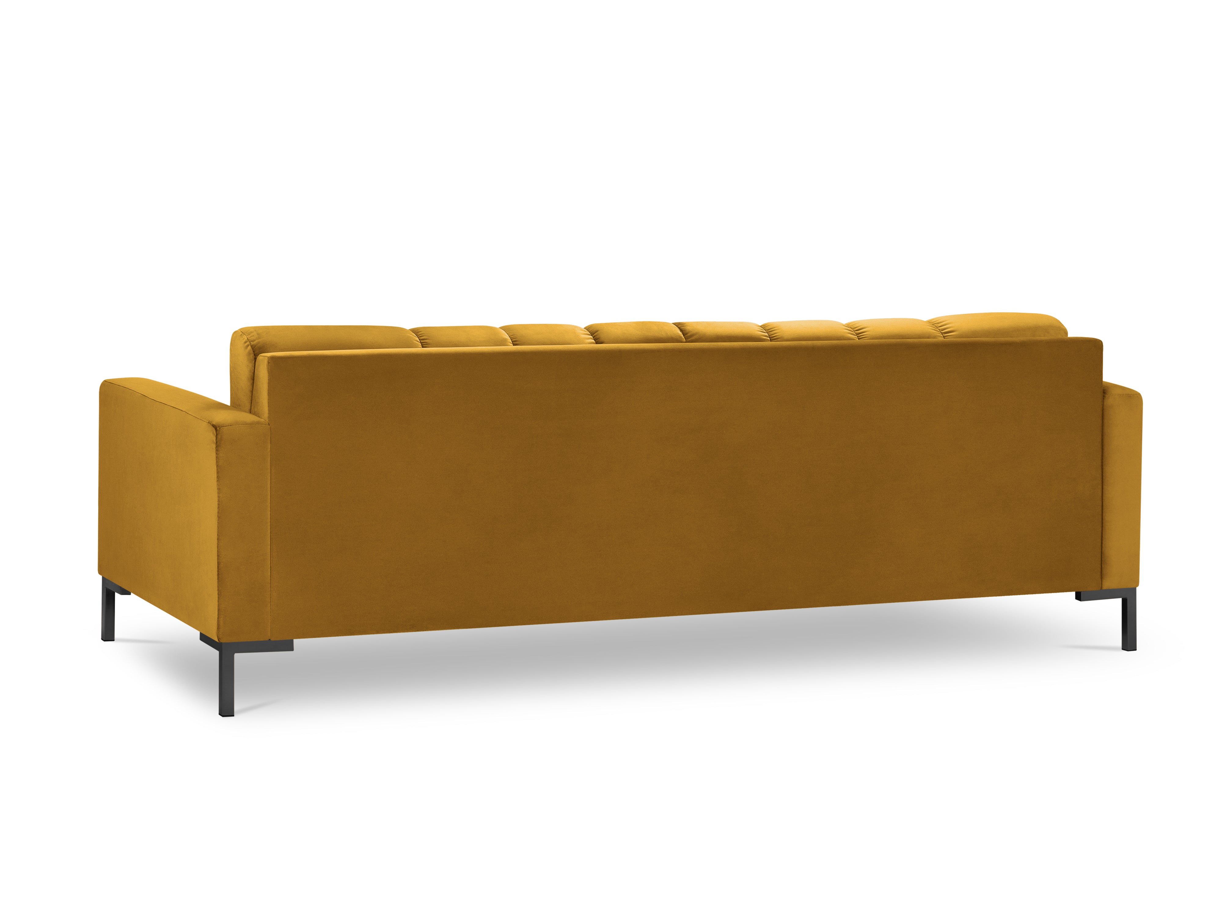 Yellow sofa with a black base