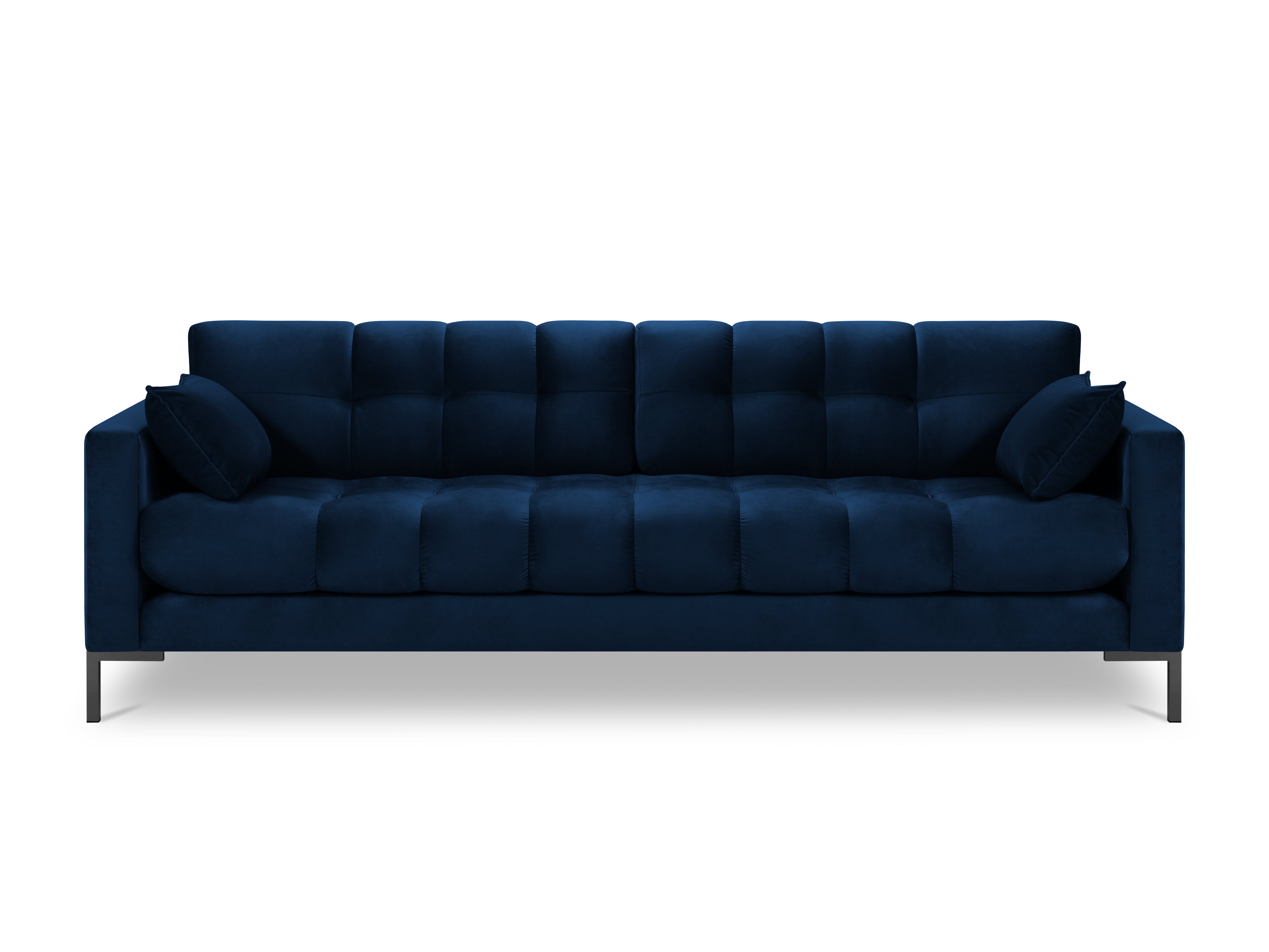 Blue sofa with a black base