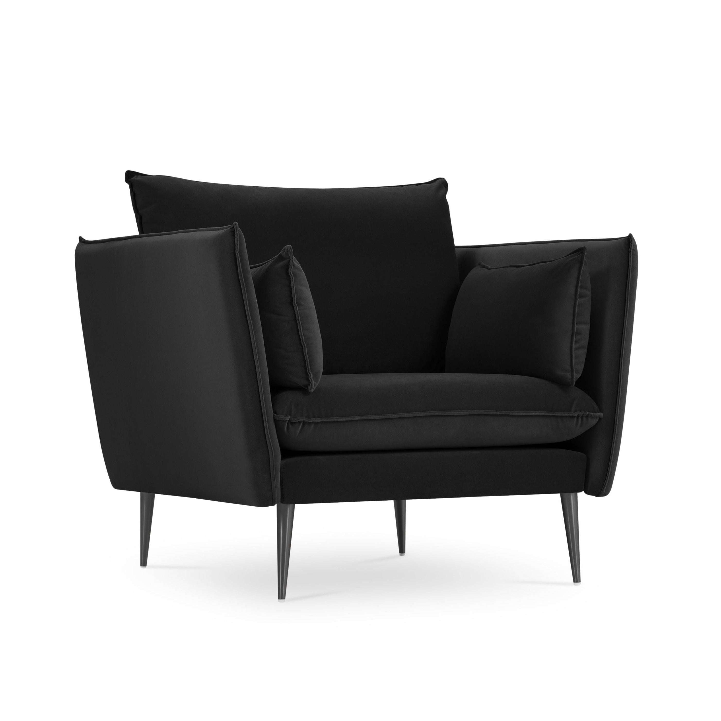 black armchair with a black base