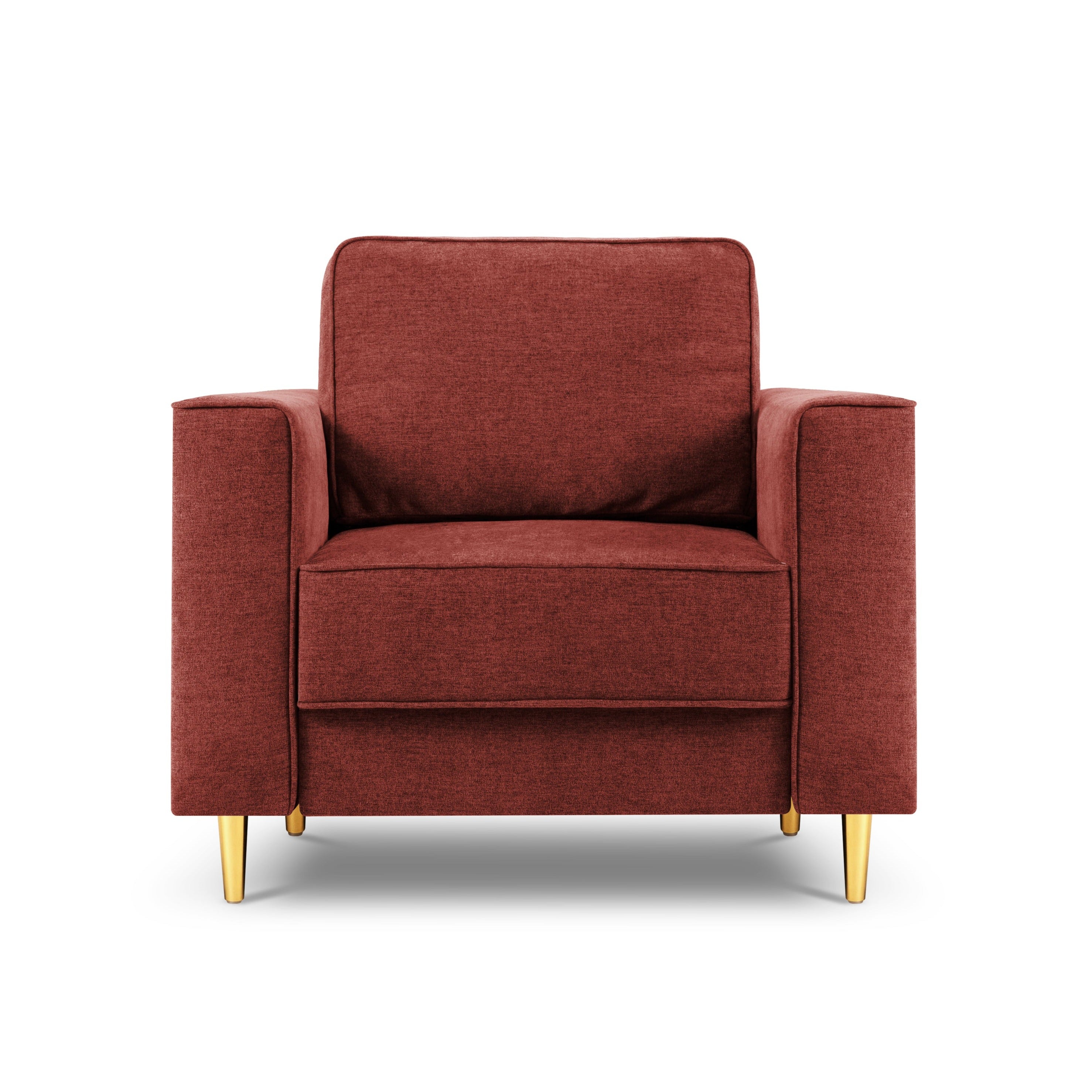 burgundy armchair with a golden base