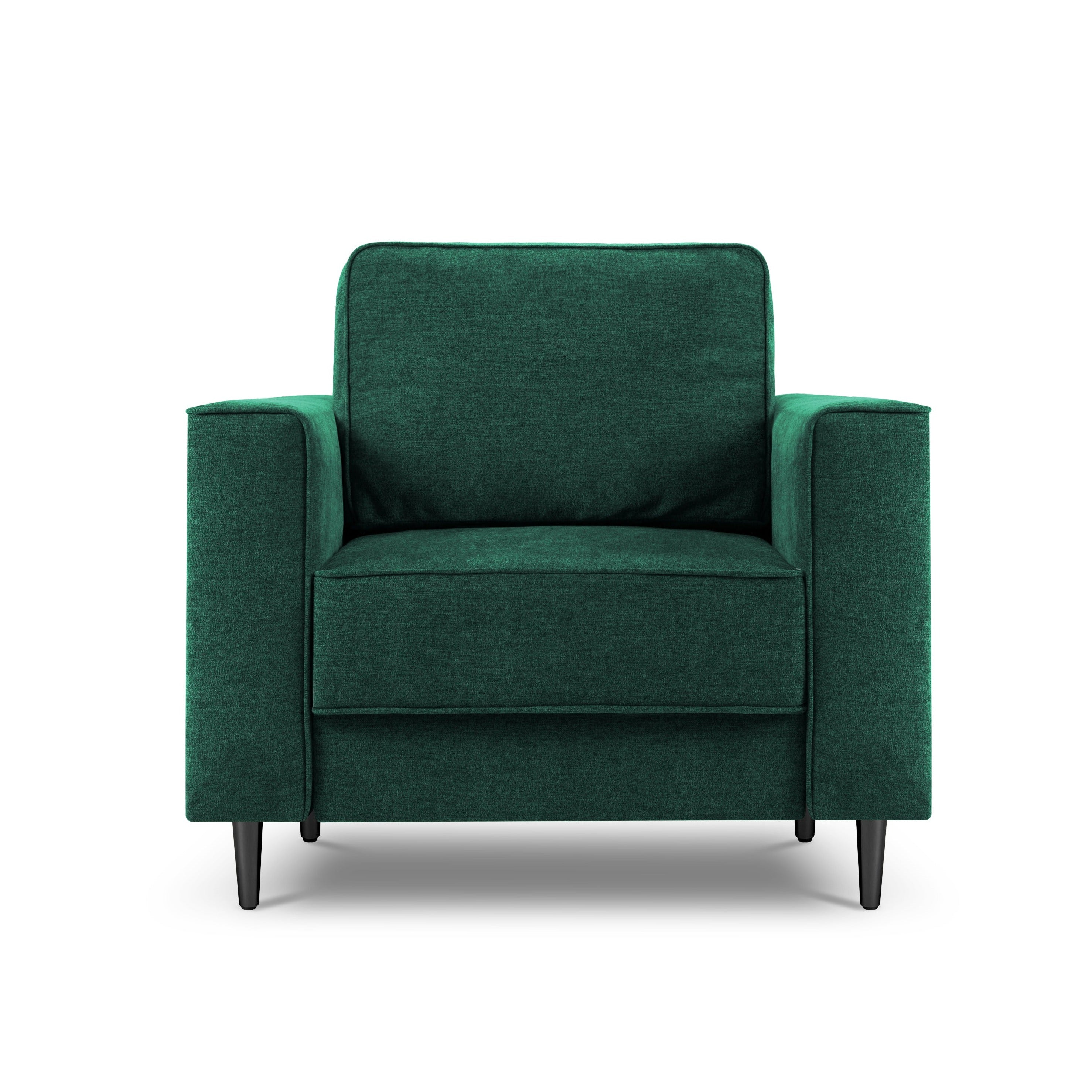 green armchair with a golden base