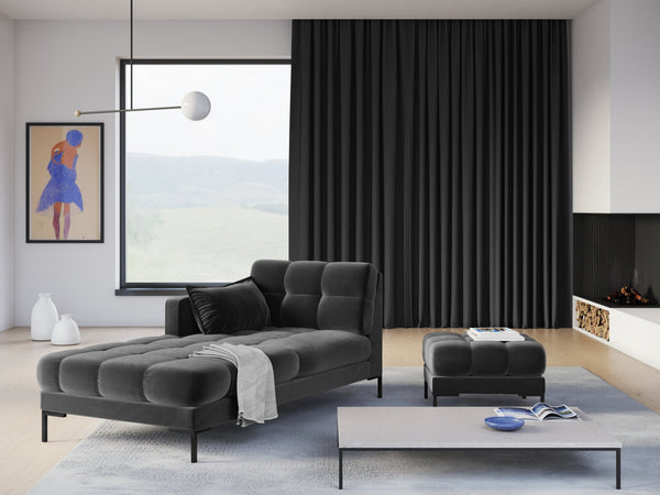 Velvet chaise for a modern living room