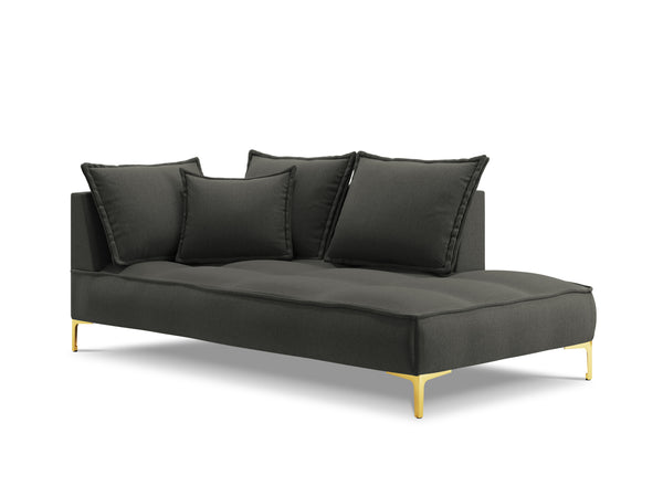 Right-side chaise longue MARRAM  in dark grey with golden base