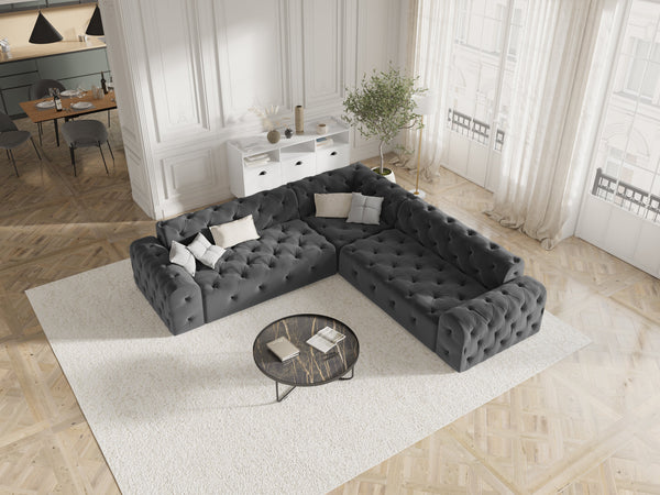Velvet Reversible Corner Sofa, "Candice", 5 Seats, 254x254x80
Made in Europe, Micadoni, Eye on Design