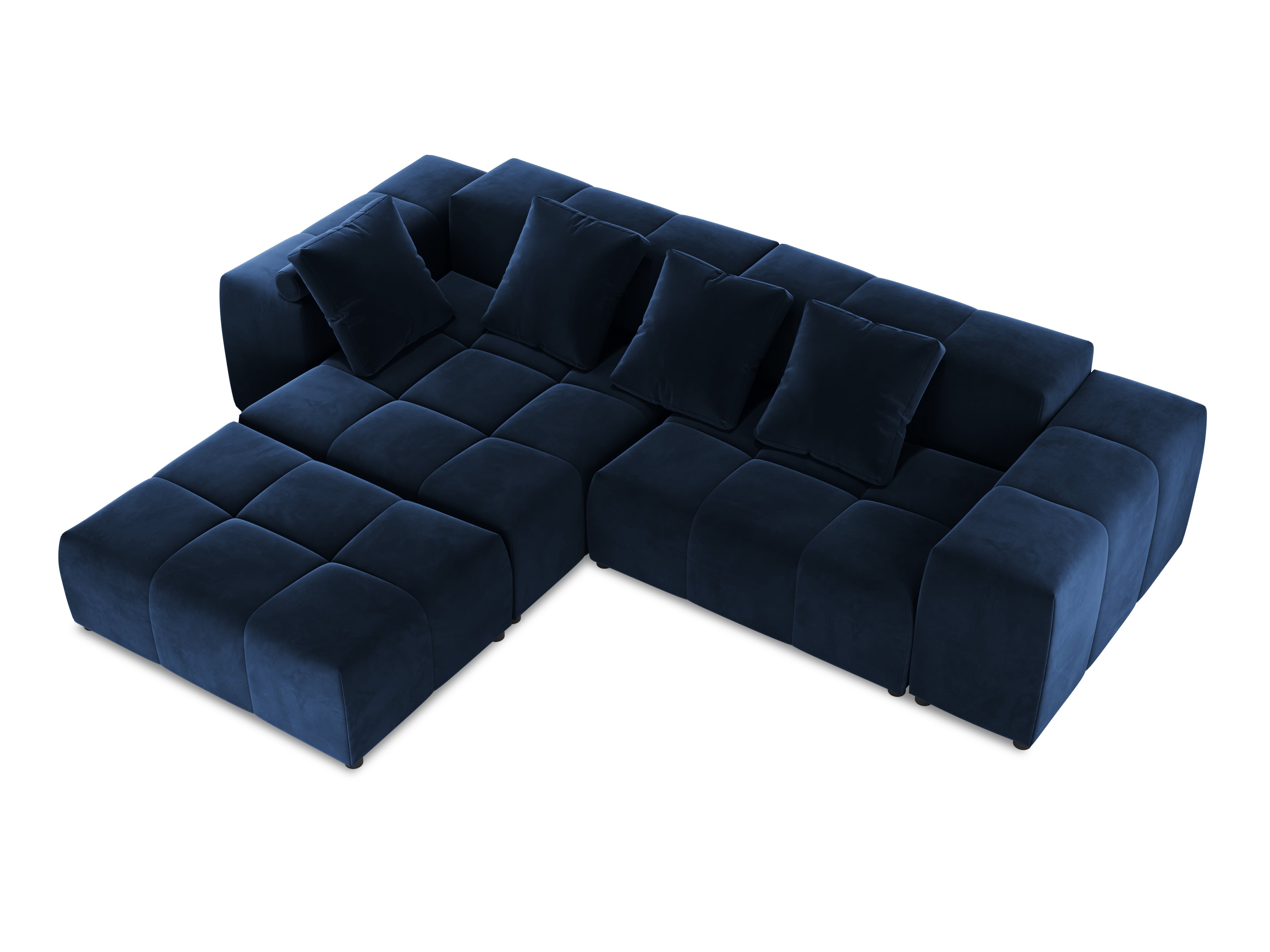 Modular velvet 5-seater sofa MARGO blue