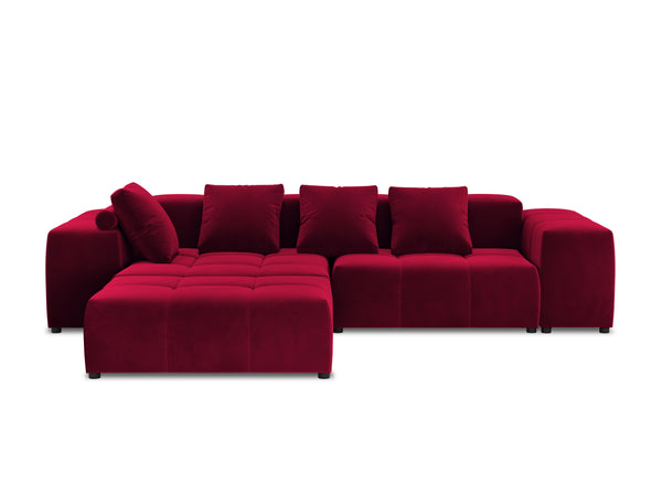 Modular velvet 5-seater sofa MARGO red