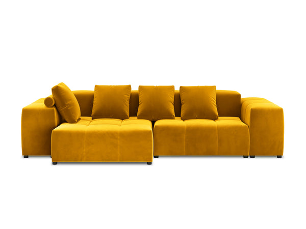 Modular velvet 4-seater sofa MARGO yellow