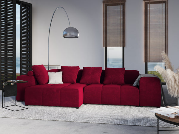 Modular velvet 4-seater sofa MARGO red