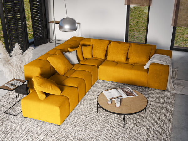 Modular velvet corner sofa MARGO large 5 seater yellow