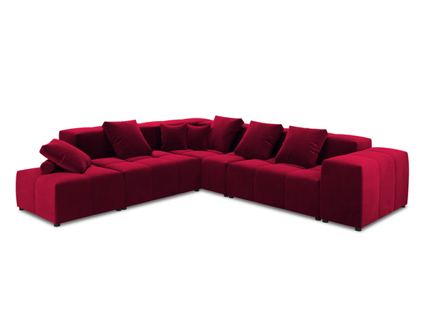 Modular velvet corner sofa large 5 seater MARGO red