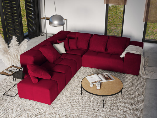 Modular velvet corner sofa large 5 seater MARGO red