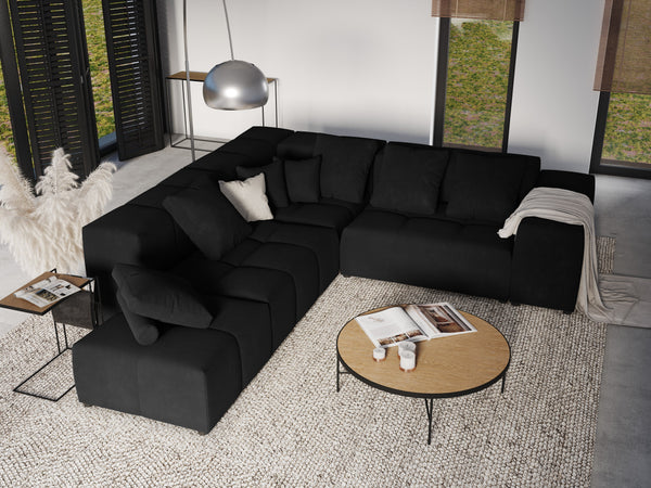 Modular velvet corner sofa MARGO large 5 seater black