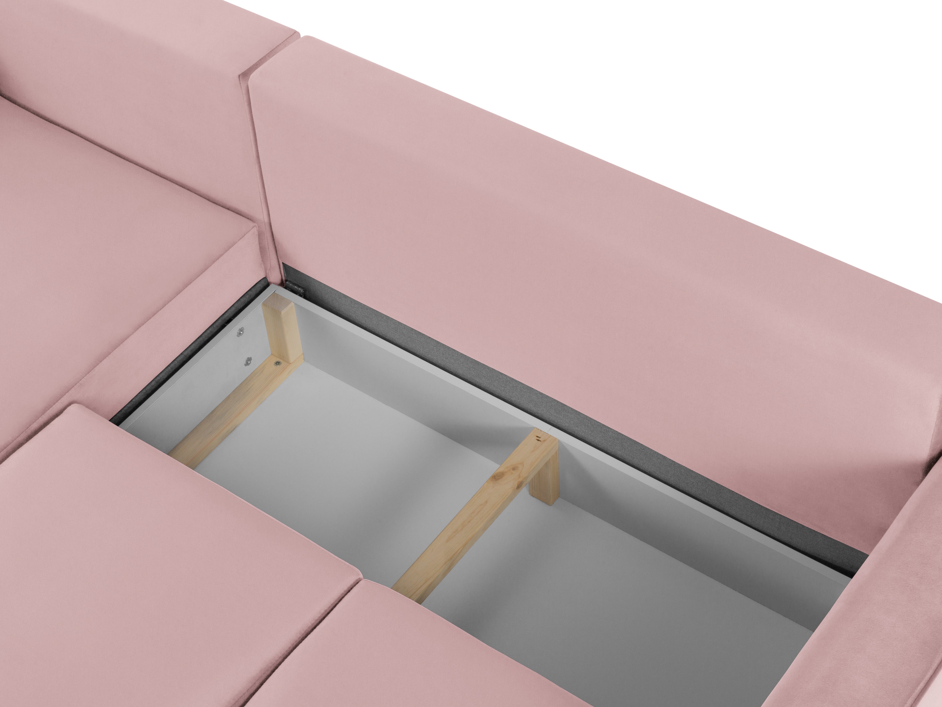 pink corner with storage