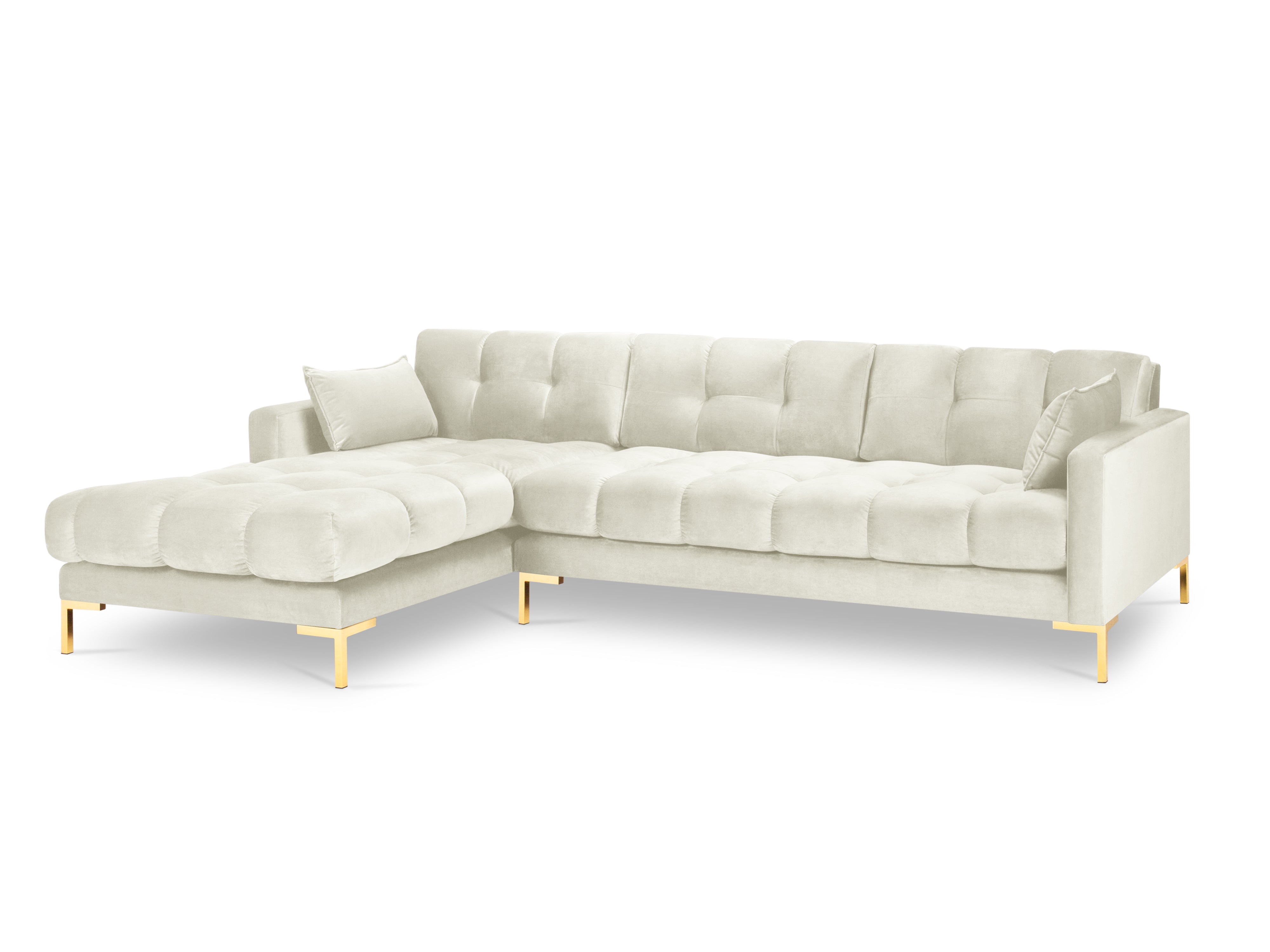 Left arm velvet sofa MAMAIA light beige with golden base