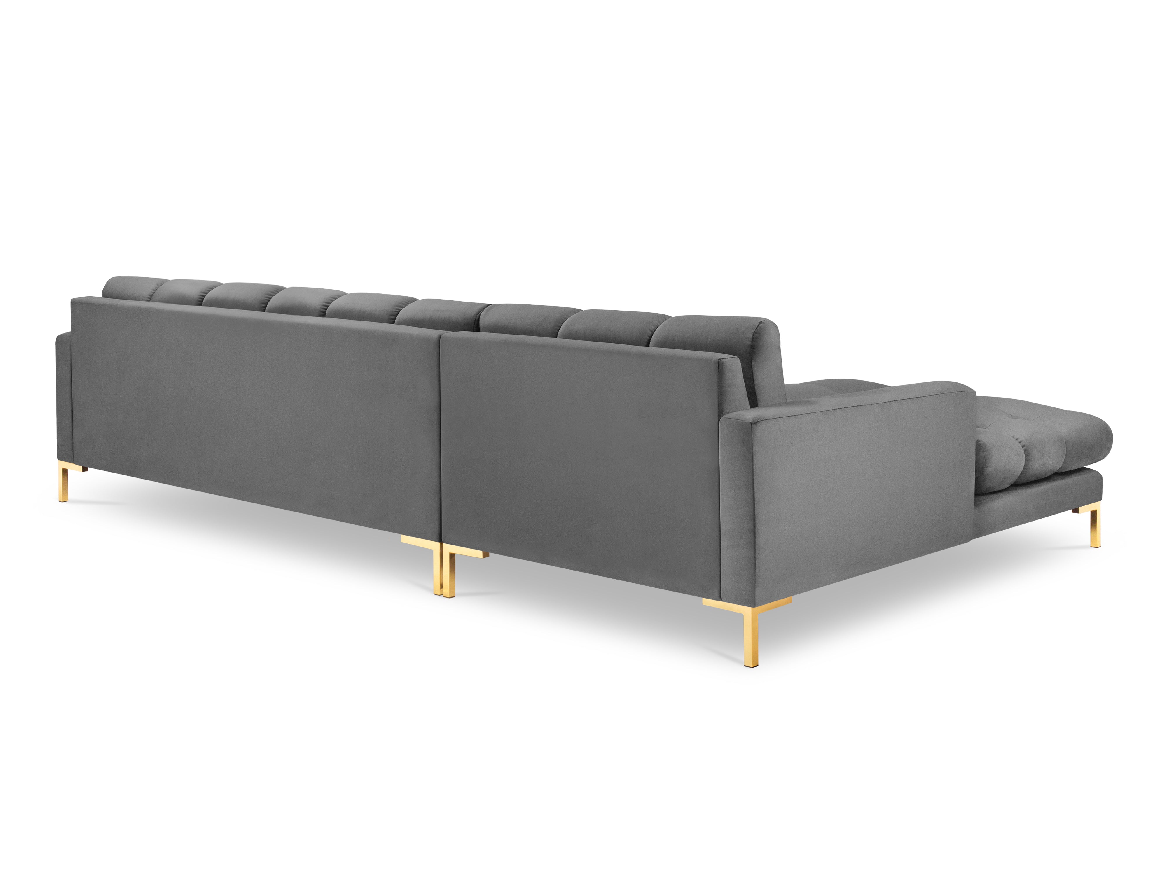 Left arm velvet sofa MAMAIA light grey with golden base