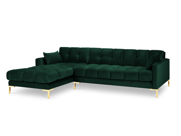 Left arm velvet sofa MAMAIA green with golden base