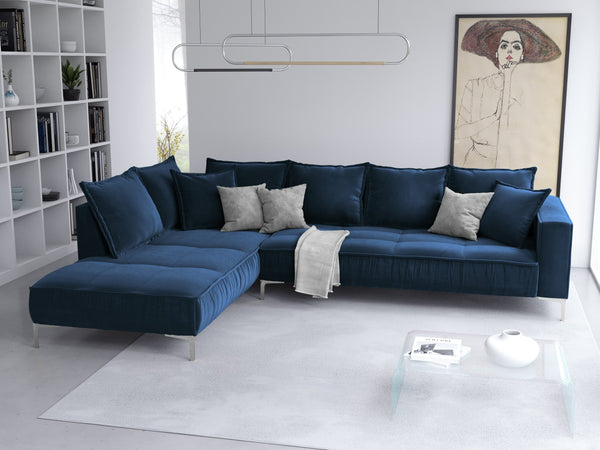 Velvet corner sofa JARDANITE royal blue