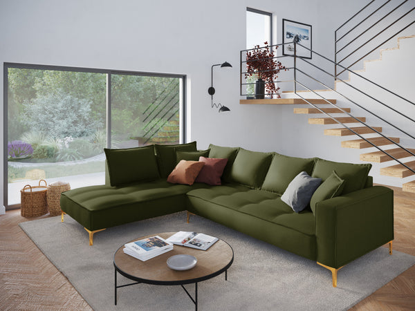 Left corner sofa MARRAM green with golden base