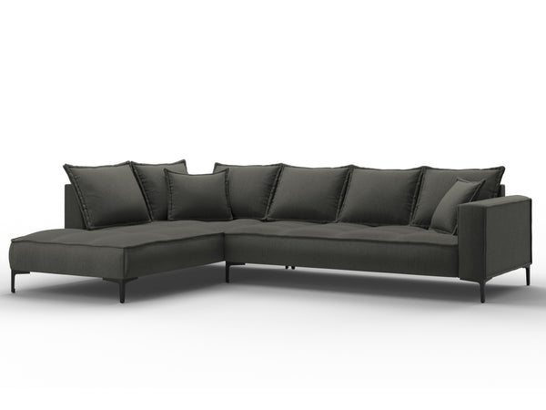 Left corner sofa MARRAM dark grey with black base