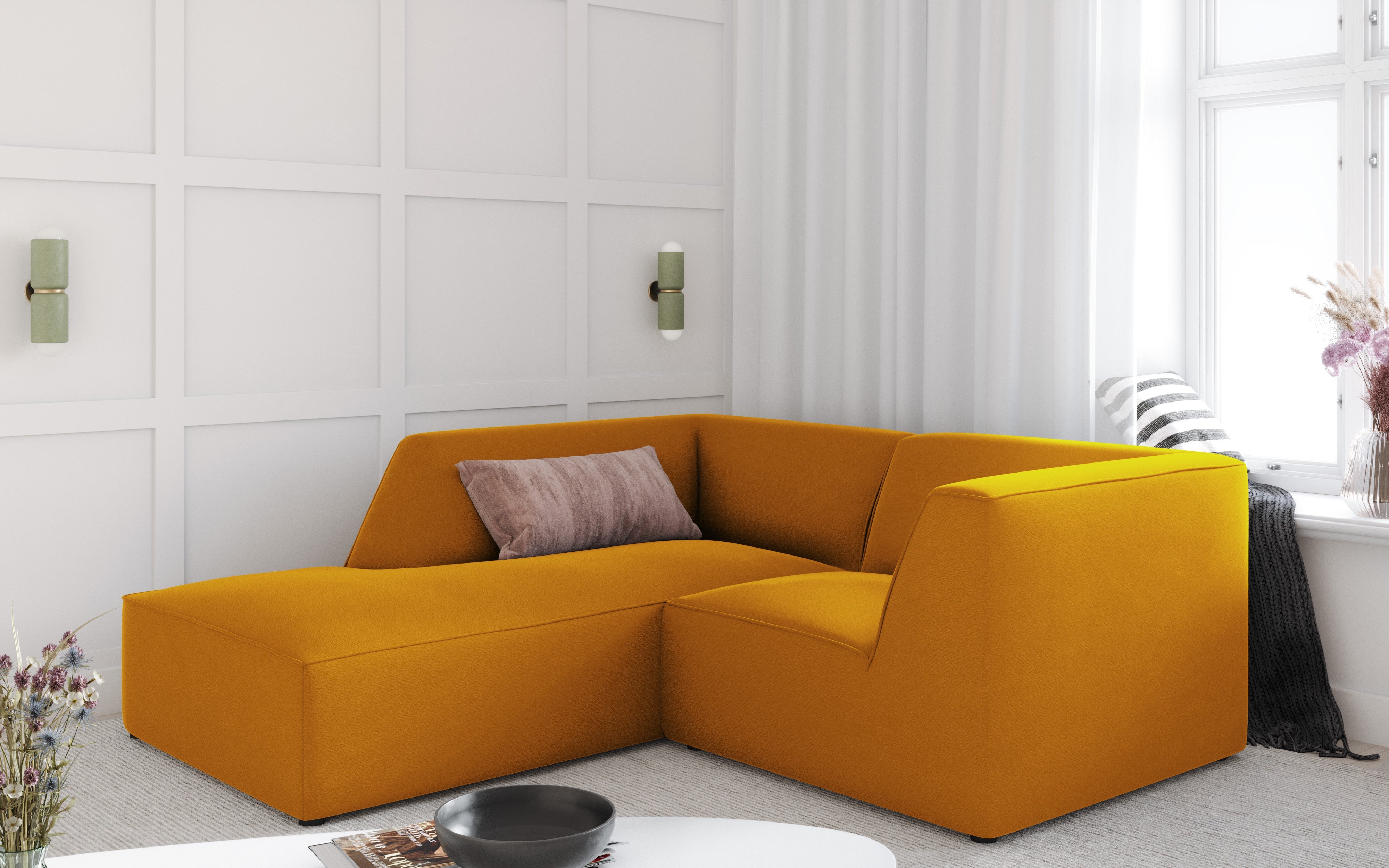 Yellow corner for minimalist interiors