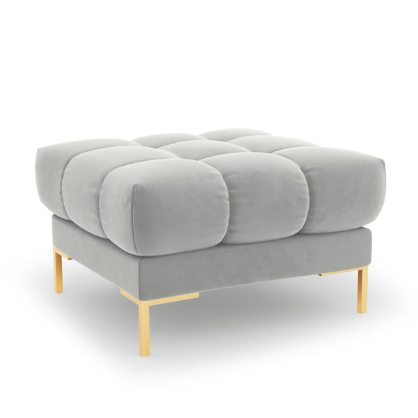 MAMAIA velvet pouffe in silver with gold base
