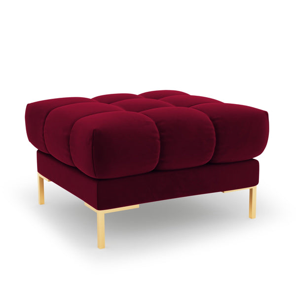 Velvet pouffe MAMAIA red with golden base