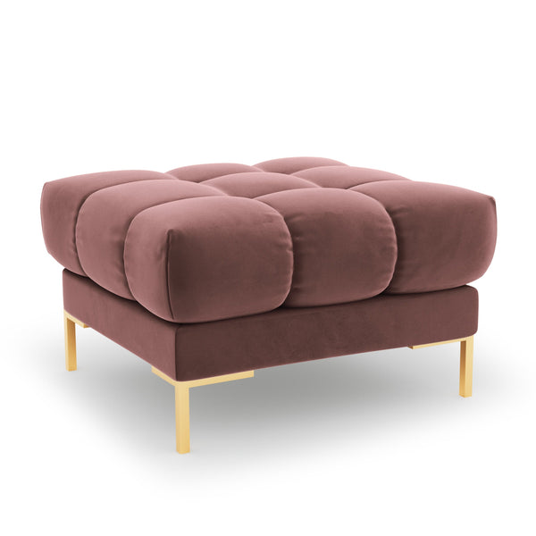 Velvet pouffe MAMAIA pink with golden base