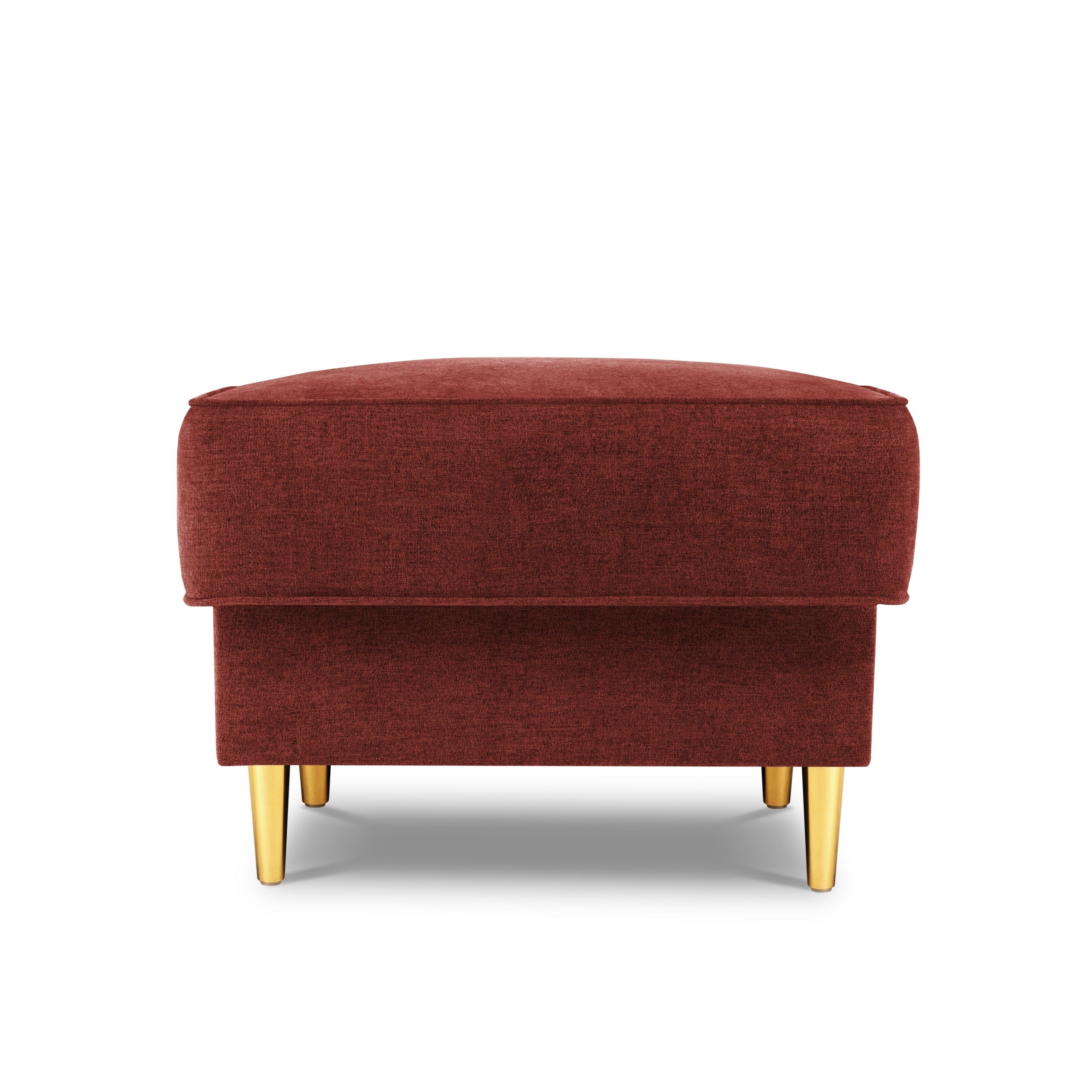 burgundy pouf with a golden finish