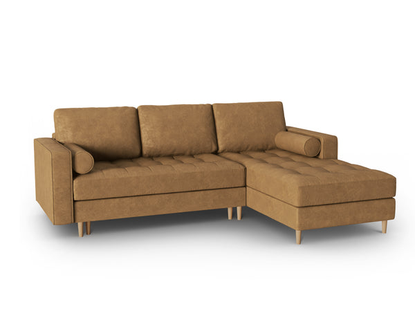 Right corner sofa with sleeping function GOBI eco leather light brown