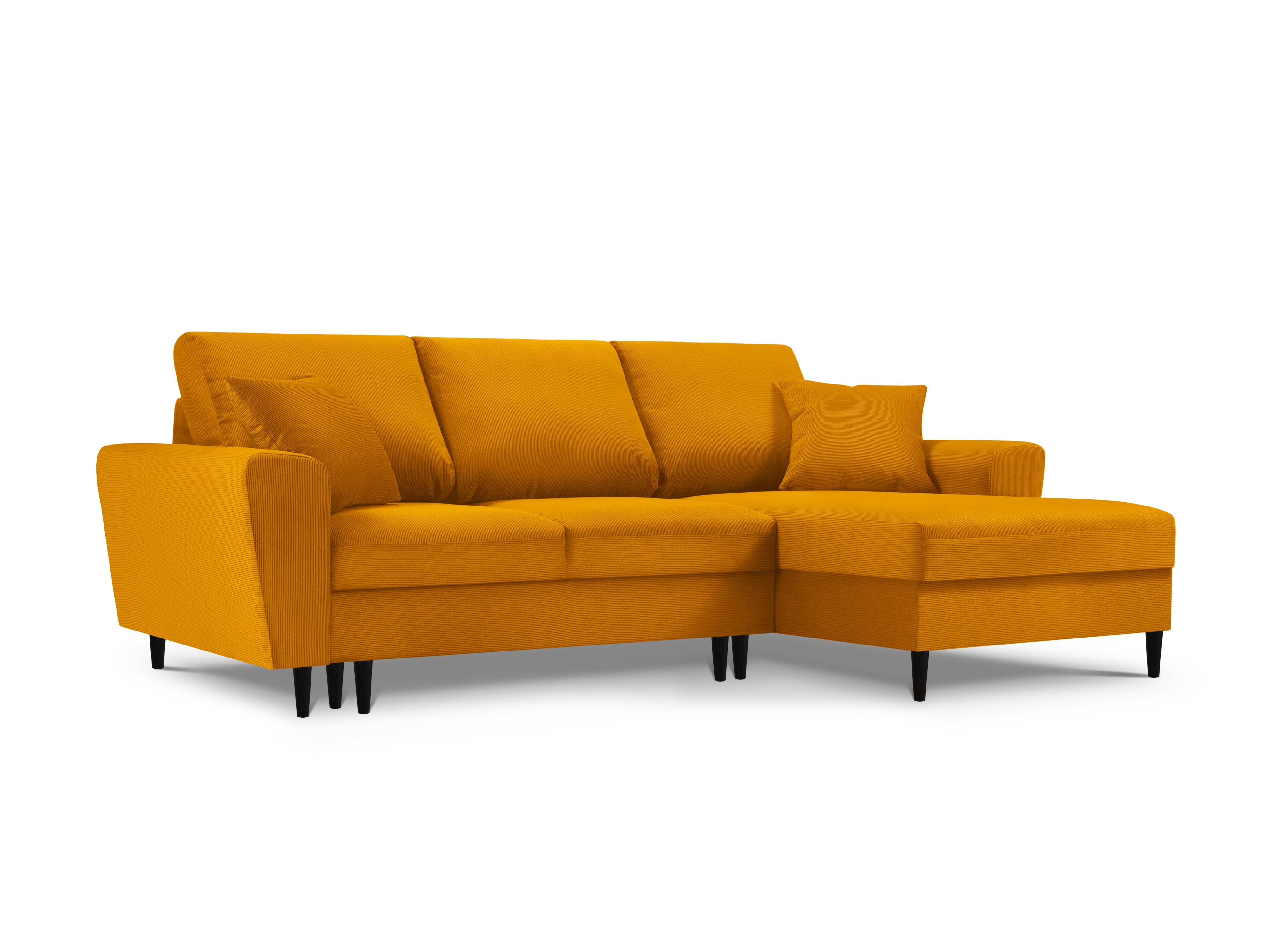 Corduroy right corner sofa with sleeping function MOGHAN yellow